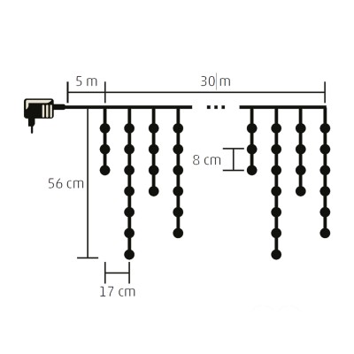 Perdea lumini LED, 900 x LED alb cald - KKF 908/WW